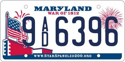 MD license plate 9AD6396