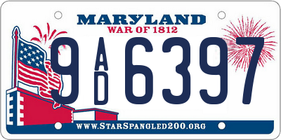 MD license plate 9AD6397