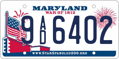 MD license plate 9AD6402