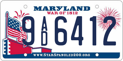 MD license plate 9AD6412