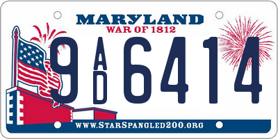 MD license plate 9AD6414
