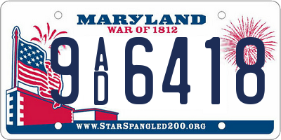 MD license plate 9AD6418
