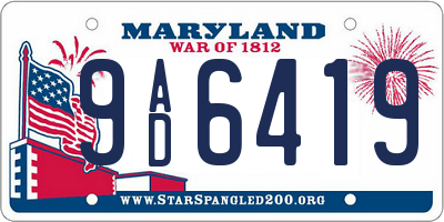 MD license plate 9AD6419