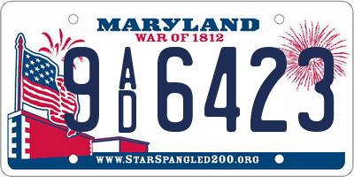 MD license plate 9AD6423