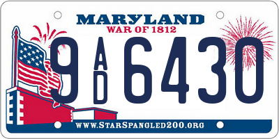 MD license plate 9AD6430