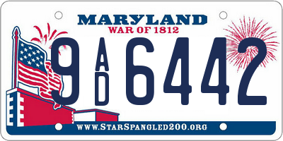 MD license plate 9AD6442