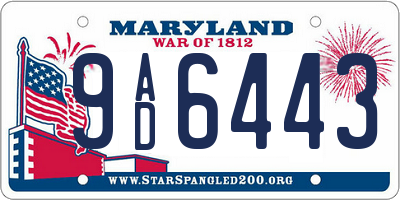 MD license plate 9AD6443