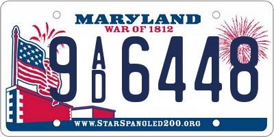 MD license plate 9AD6448