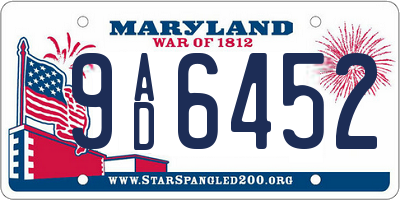 MD license plate 9AD6452