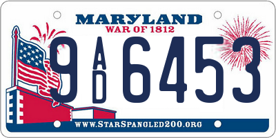 MD license plate 9AD6453