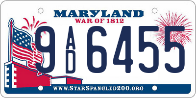 MD license plate 9AD6455