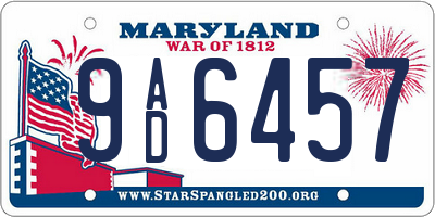 MD license plate 9AD6457