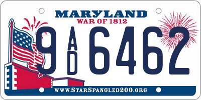 MD license plate 9AD6462