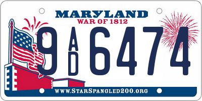 MD license plate 9AD6474