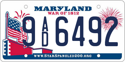 MD license plate 9AD6492