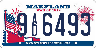 MD license plate 9AD6493