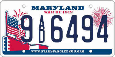 MD license plate 9AD6494