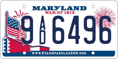 MD license plate 9AD6496