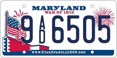 MD license plate 9AD6505