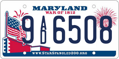 MD license plate 9AD6508