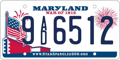 MD license plate 9AD6512