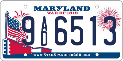 MD license plate 9AD6513