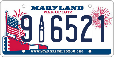 MD license plate 9AD6521