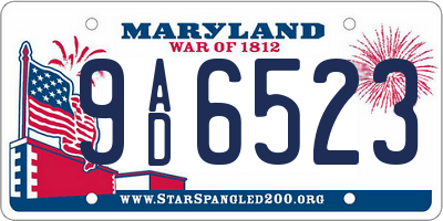 MD license plate 9AD6523