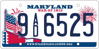 MD license plate 9AD6525