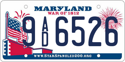 MD license plate 9AD6526