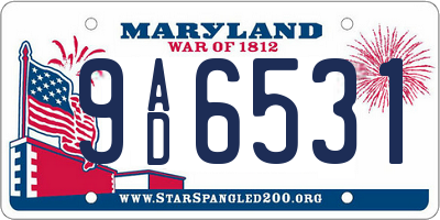 MD license plate 9AD6531