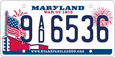 MD license plate 9AD6536