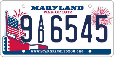 MD license plate 9AD6545
