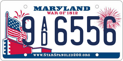MD license plate 9AD6556