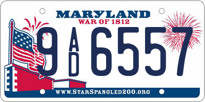 MD license plate 9AD6557