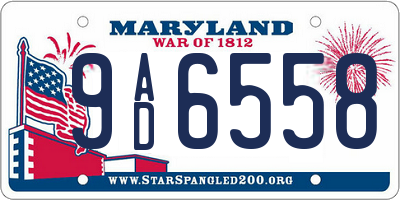MD license plate 9AD6558