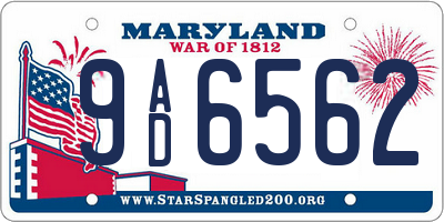 MD license plate 9AD6562