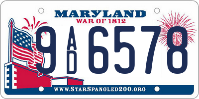 MD license plate 9AD6578