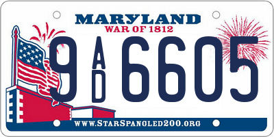 MD license plate 9AD6605