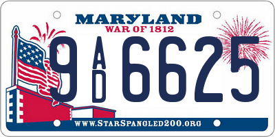 MD license plate 9AD6625