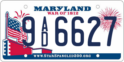 MD license plate 9AD6627