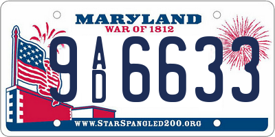 MD license plate 9AD6633