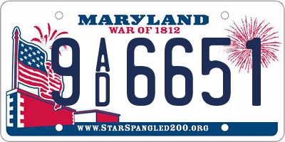 MD license plate 9AD6651