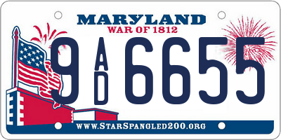 MD license plate 9AD6655