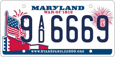 MD license plate 9AD6669
