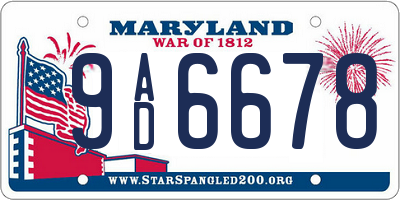MD license plate 9AD6678
