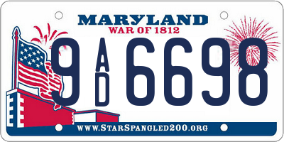 MD license plate 9AD6698