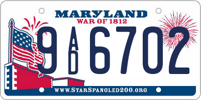 MD license plate 9AD6702