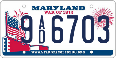 MD license plate 9AD6703