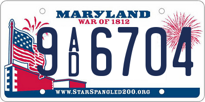 MD license plate 9AD6704